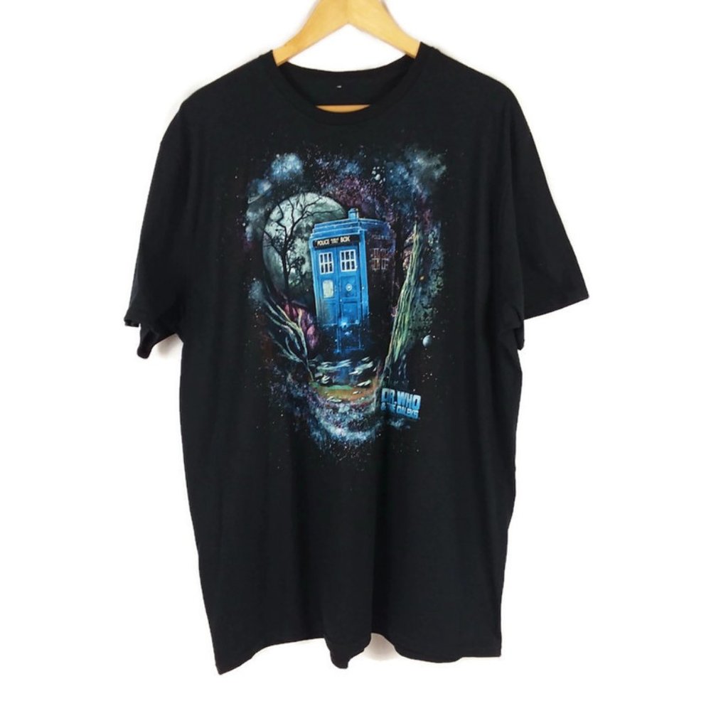 Dr. Doctor Who & The Daleks Men's Cotton Black Short Sleeve Graphic T-shirt 2XL